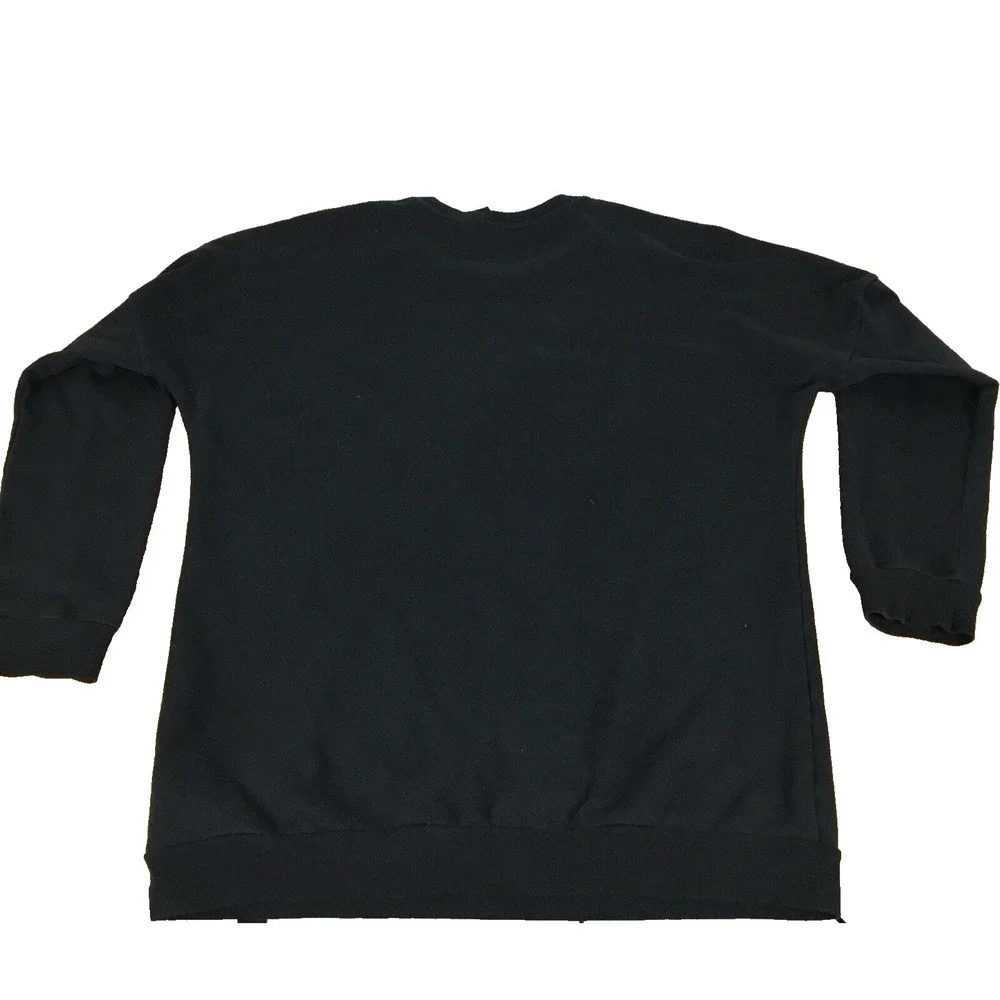 Adidas Mens Crewneck Sweatshirt Black Blue Logo Pullover Large FS2NJ5K - Picture 3 of 8